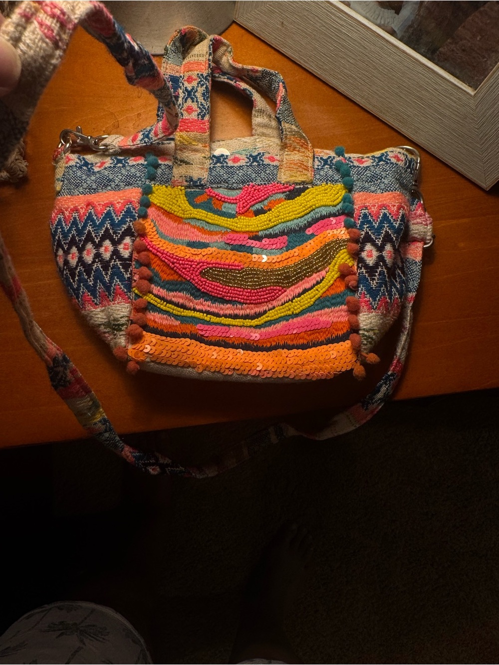 Boho Embroidered Multicolor Tote Bag